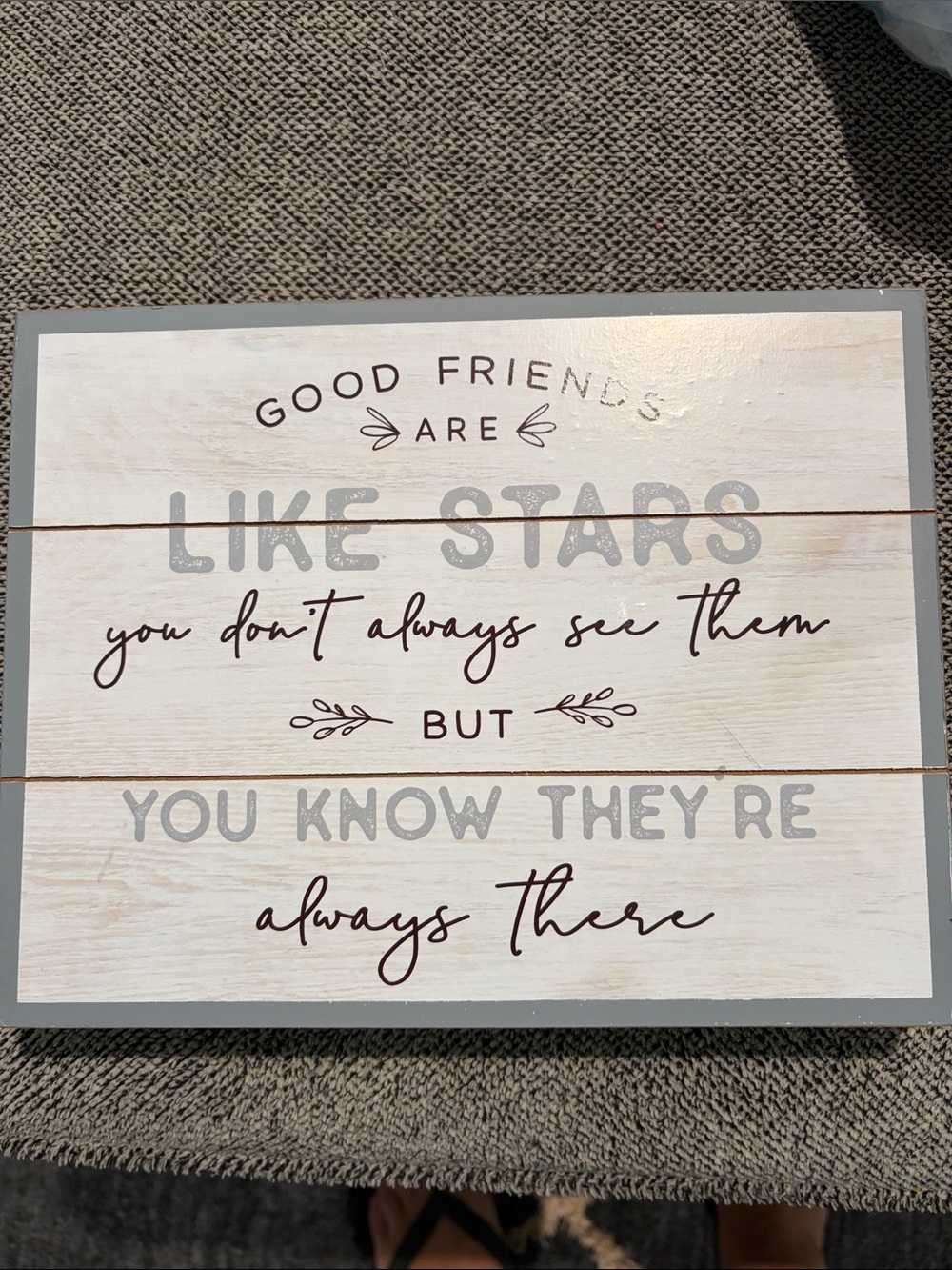 Good Friends Are Like Stars Wall Art - White & Gray Rustic Sign